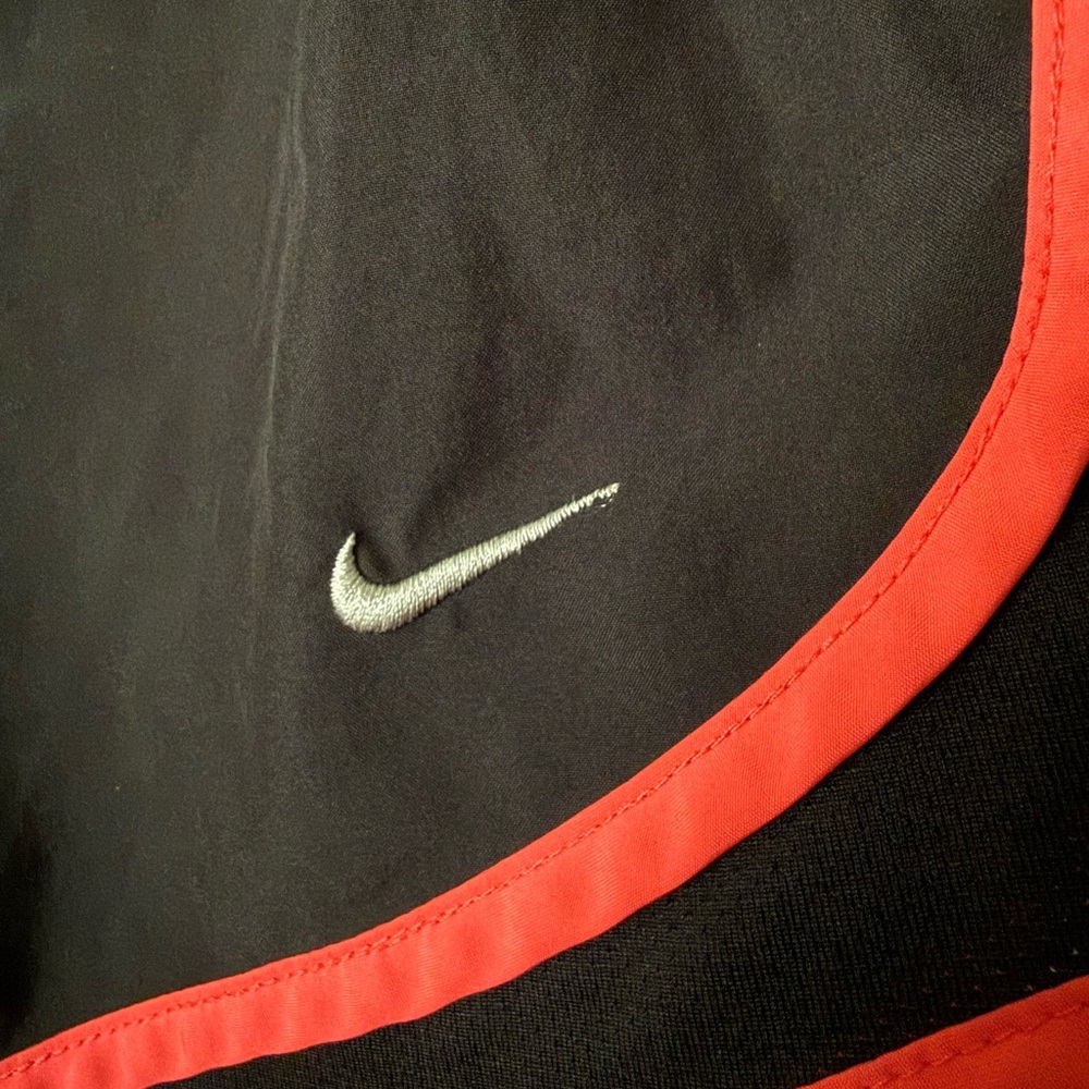 Nike Women's Black Athletic Shorts with Neon Pink Trim Dri Fit Work Out Running - Picture 2 of 4